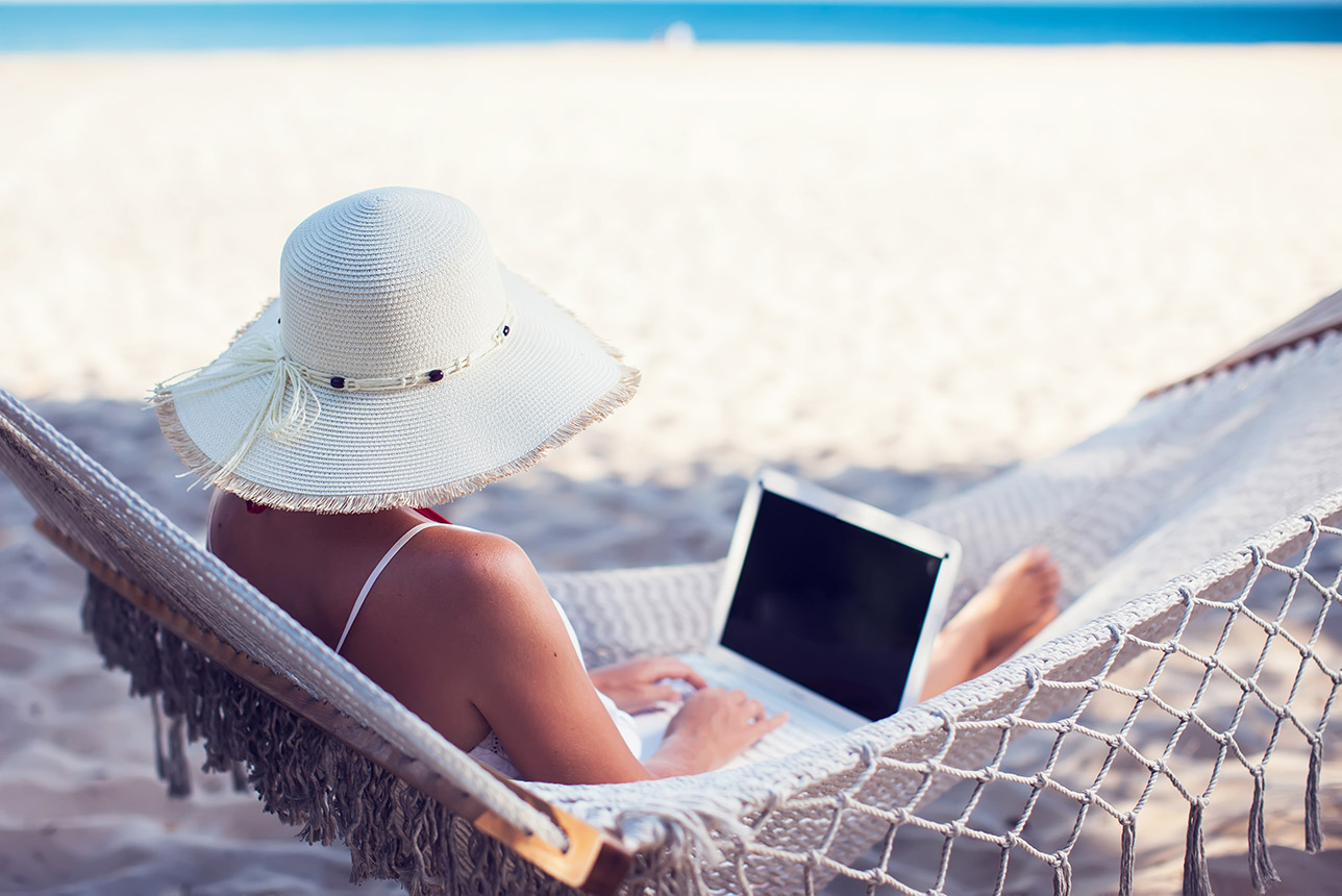 Woman Relaxing at Beach in U.S. Virgin Islands